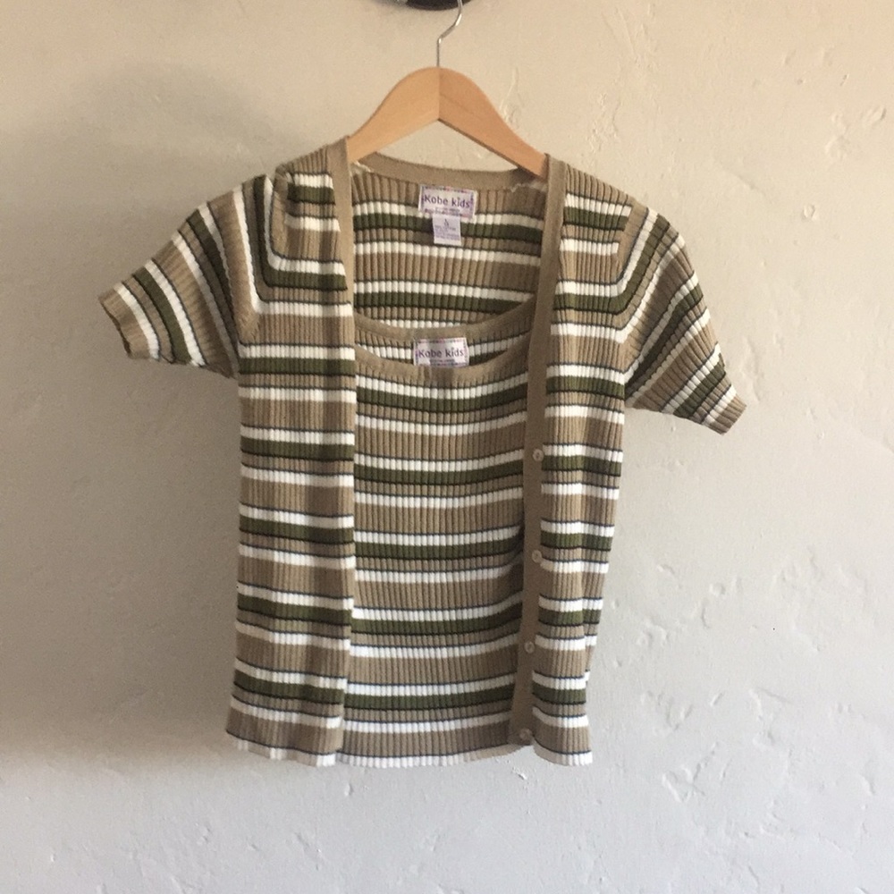 Kobe Kids striped ribbed tank and cover up